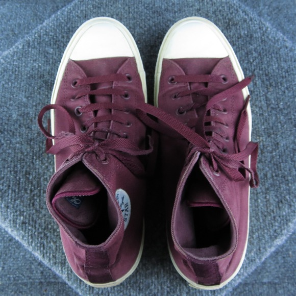 Converse‎ Mid All Star Men Sneaker Shoes Size 9 Medium Maroon Fabric Lace Up - Picture 6 of 9